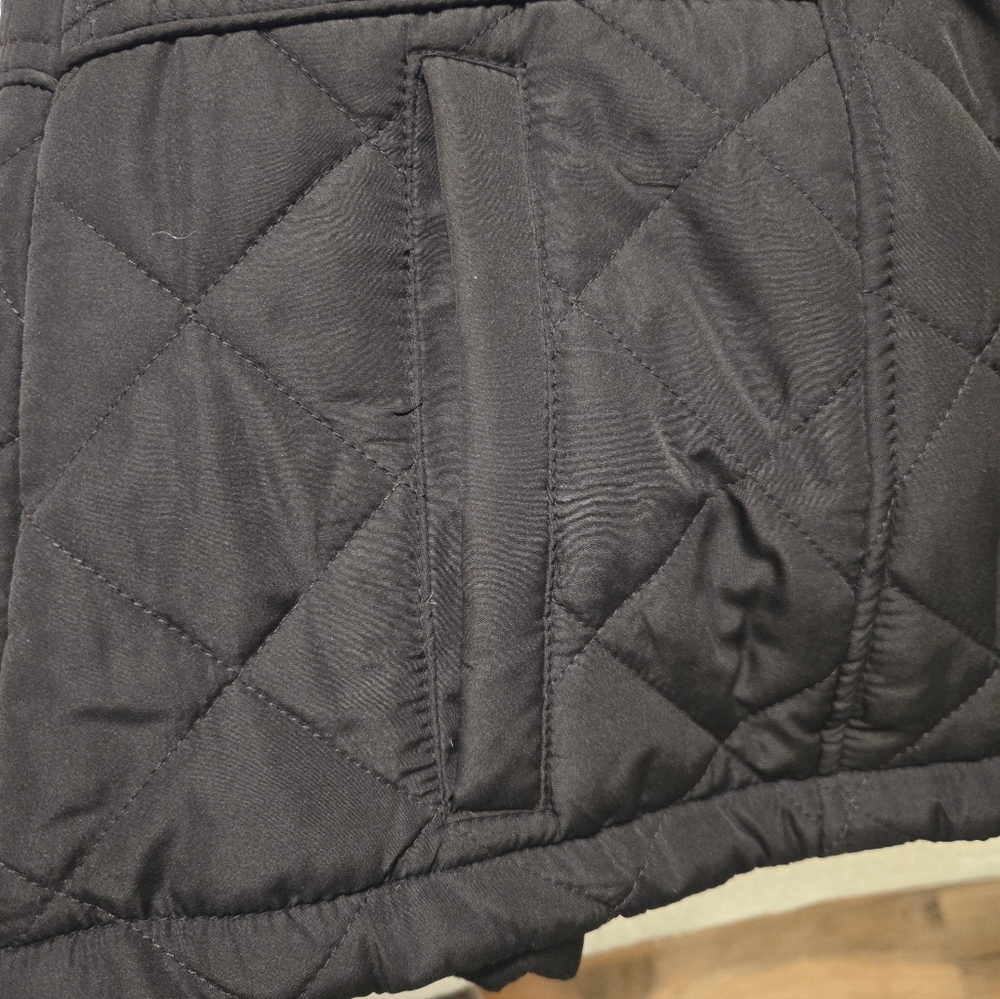 Women's Quilted Black Vest with Brown Faux Fur Lining, Size L - Picture 13 of 13